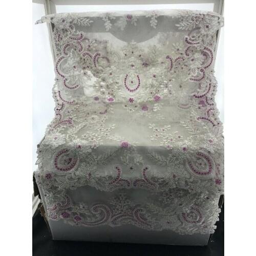 Fransız Tülü Mor Işlemeli Lüks 5 Parça Salon Takımı