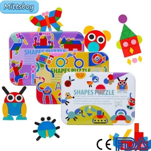 Exquisite Box Montessori Wood Variety Creative Puzzle Kid Wooden Toy For Childrens Jigsaw Puzzle Early Learning Educational Toys