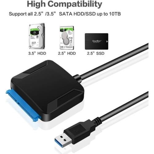 Kebidu SATA USB3.0 Adapter Cable Converter 22 pin USB 3.0 For 2.5 inch 3.5 inch HDD SSD Hard Disk
