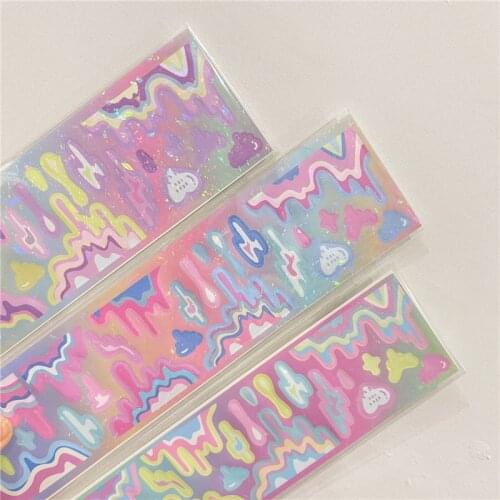 Korean Ins Gradient Color Laser Rainbow Cute Sticker Hand Account Mobile Phone Stationery Creative Decorative Stationery Sticker