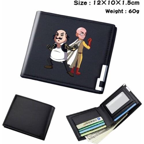 Anime One Punch-Man PU Wallet Card Holder Bifold Short Student Casual Teenger Note Compartment Mens Womens Black Wallet