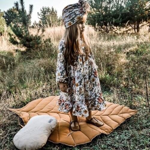 Rugs Baby Play Mat Nordic Floor Mats Solid Color Leaf 100% Cotton Floor Mats Childrens Mat Crawling Mat Bedroom Carpet