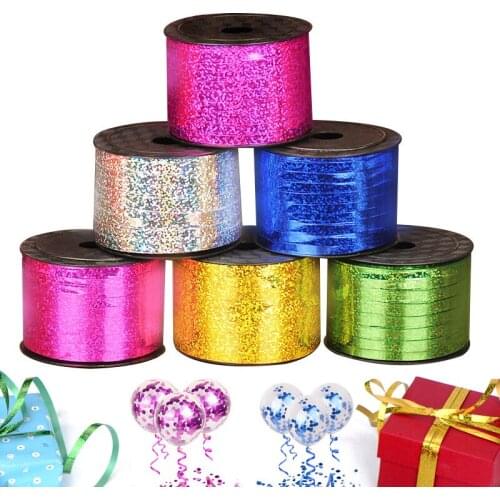 Balloons Ribbons Laser Ribbon for Party Decoration Birthday Gifts DIY Packing Wedding Decoration Foil Satin Ribbons Accessories