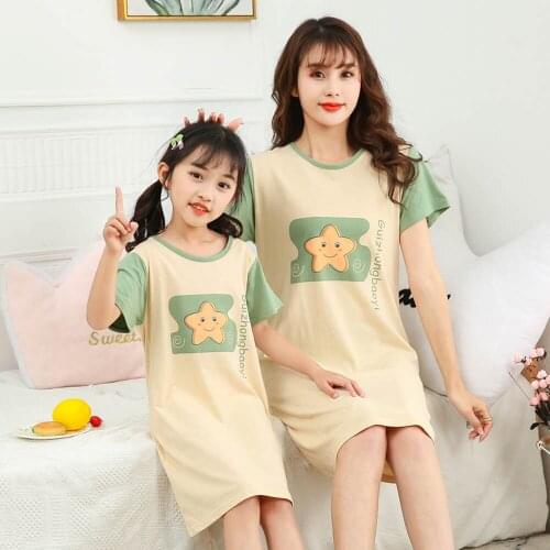 Summer Kids Girls Nightgown Cotton Teenages Nightdress Childrens Sleepwear Cartoon Pajamas For Girl 4 6 8 10 12 14 16Years