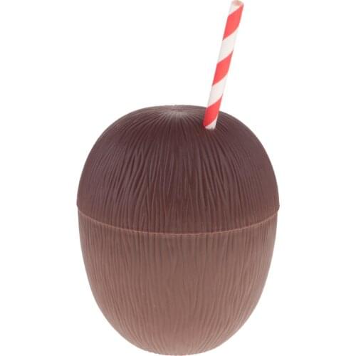 MagiDeal The Moment Store-PVC Coconut Pineapple Drink Cup & Straw Hawaiian Luau Tropical Party