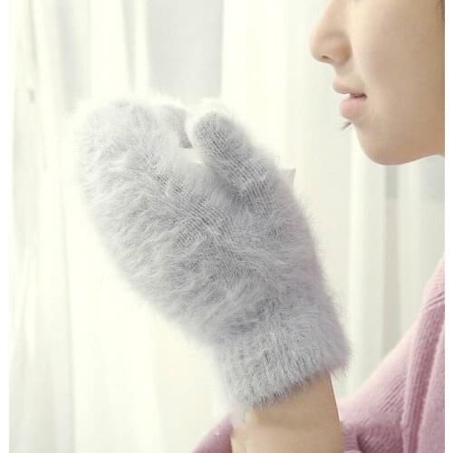 Korean Cartoon Cute Hot Style Rabbit Wool Gloves Ladys Winter Mittens
