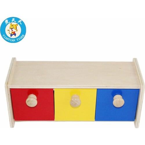 Montessori Baby Kids Preschool Educational Wooden Toys Box With Bins Infant Toddler And Object Permanence Box w/ Drawer