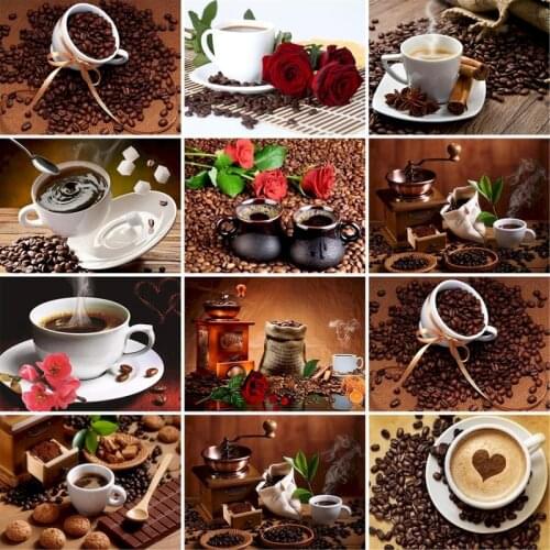 GATYZTORY 60×75cm Diy Painting By Numbers Landscape Coffee Frame Canvas Colouring Gift Wall Decor Handpainted Art