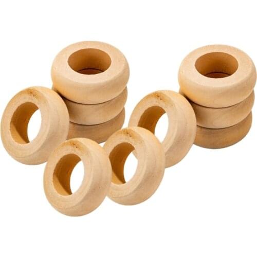 10 Pcs Natural Wooden Serviette Holders Napkin Rings Set Round Serviette Rings Bulk for Party Decoration Dining Table Family