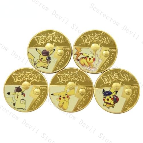 Cute Pokemon Commemorative Coin Gift Box Set Children Toys Gold Card Gold Coin Coin Child Birthday Gift