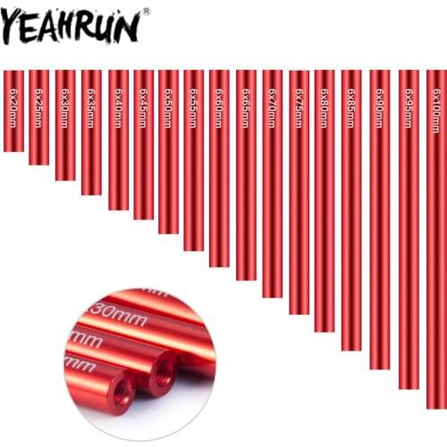 YEAHRUN 17PCS Aluminum Alloy Link Rod Kit 20~100mm for 1/10 RC Crawler Car Axial SCX10 Linkage Upgrade Parts