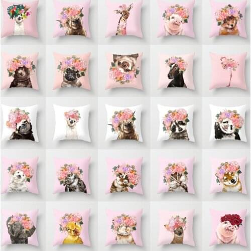 Nordic Cushion Pink Animal System Gas Sofa Backrest Office Lumbar Waist Pillow Cover cushion pillow Car cushion 45x45cm