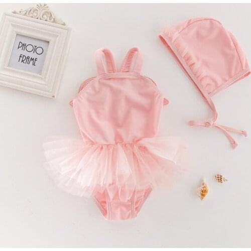 New Children Swimsuit Girls Summer One-Piece Swimsuit Yarn Edge Swimwear Got Spring Beach Kids Swimwear Bikini