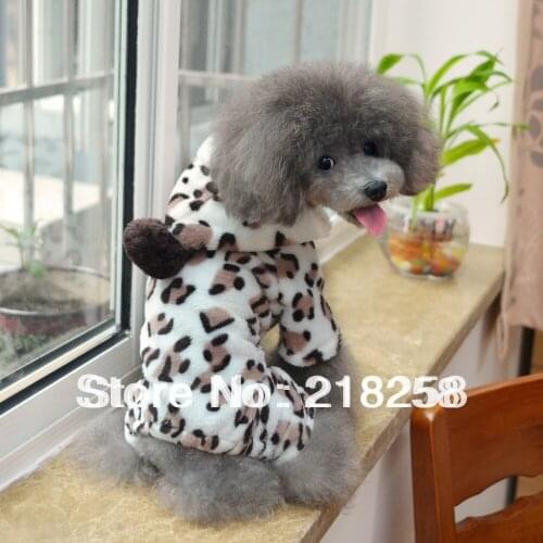 New Soft Leopard Pattern Fleece Pet Dogs Winter Coat Drop Shipping Dogs Warm Jumpsuit Clothing