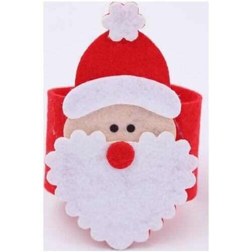 New Non-woven Fabrics Christmas Napkin Rings Santa Claus Napkin Buckle For Hotel Home Table Decoration LX2801