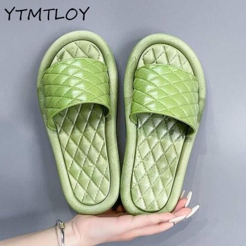 New Products 2021 Fashion Plaid Slippers Ladies Slippers Summer Home Shoes Non-slip Bathroom Shower Slippers House Women Shoes