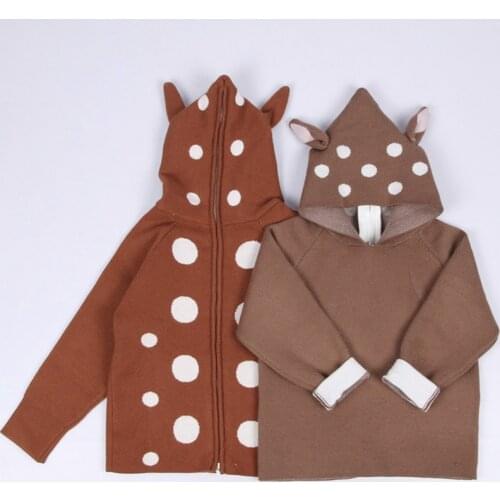 2020 Autumn Baby Girls Boys Sweaters Hooded Cardigans Toddler Kids Boys Animal Deer Knitted Sweater Outwear Girls Clothes