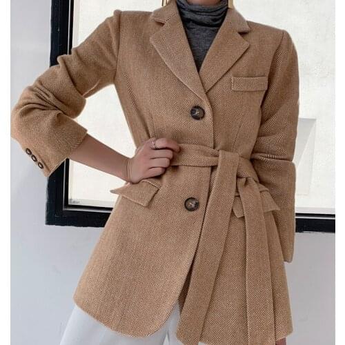 Autumn winter thick woolen Blazers suit jacket womens coats woolen coat womens casual Vintage wool coat women coat women Coat