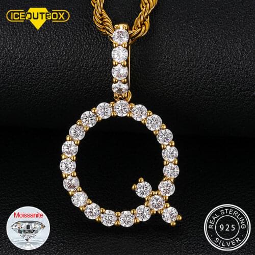 Moissanite 26 Letter Pendant Necklace 0.1ct D Color Diamond Silver 925 For Women Men Wedding Party Anniversary Gift Dropshipping