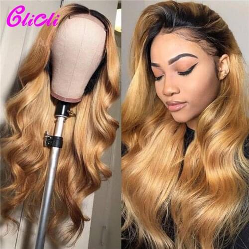 13x4 Lace Frontal Human Hair Wigs Ombre Human Hair Wig 4x4 Closure Body Wave Wig 1B 27 30 Honey Blonde Body Wave Wig Brazilian