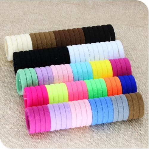 50Pcs Diameter 3.5CM Girl Elastic Hair Bands Black Hairband Ponytail Holder Rubber Bands Hair Scrunchies Accessories