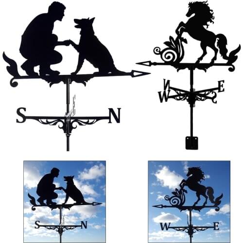 Deluxe Weathervane with Iron Man Dog Horse Animals Ornament Weather Vane