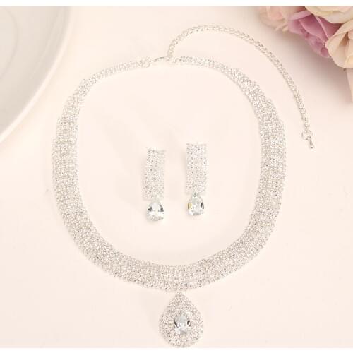 Silver stone flower Wedding Jewelry Sets Cubic Zirconia Elegant Engagement Earring for Women girls charms gift Accessories