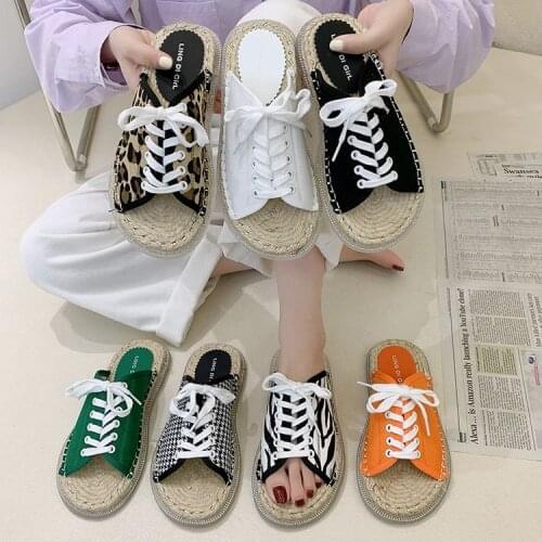 Summer Sandals Flats Shoes Woman Sexy Slippers Slides Lace Up Plus Size Denim Jean Sandalias Mujer summer slipper mujer 2021