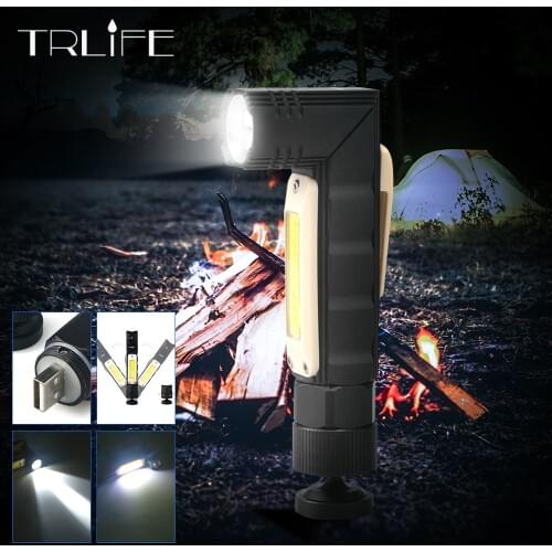 Led Flashlight 5200mAh COB Work Lamp USB Rechargeable Waterproof Magnet Light Built-in Battery Lamp Twist Rotary Clip