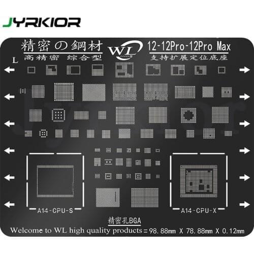 WL Black BGA Reballing Stencil For iPhone 6/6SP/7/8P/X/11/XS/12 PRO MAX Motherboard IC CPU NAND Planting Tin Template Steel Mesh