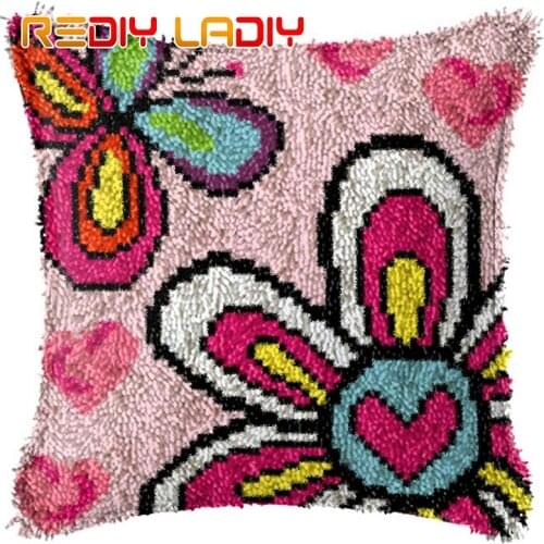 DIY Latch Hook Cushion Butterflies Pillow Case Crochet Crafts Acrylic Yarn for Embroidery Sofa Bed Cushion Cover Home Decoration