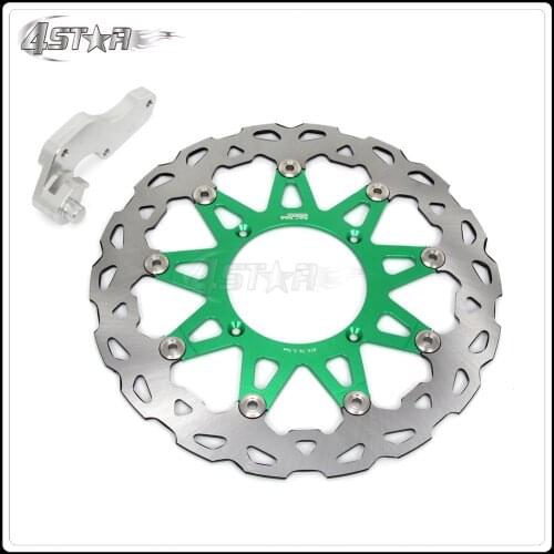 Motorbike CNC Green 320MM Flaoting Brake Disc + Bracket For KAWASAKI KX125 KX250 06-08 KX250F KX450F 06-15 KLX450R 07-15