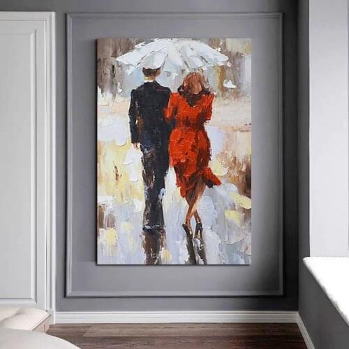 100% Hand Painted Impression Landscape Couple Abstract Oil Paintings Canvas Modern Wall Pictures Room Home Decor No Frame