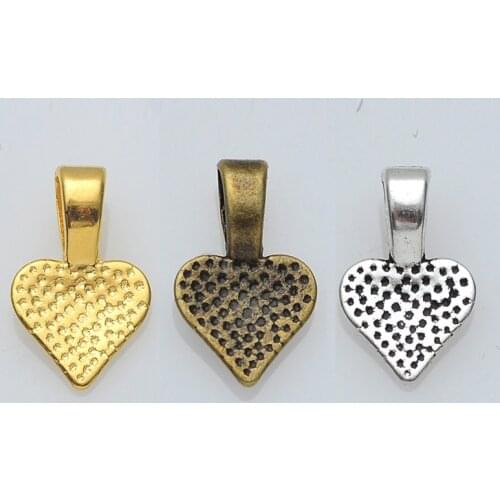 100pcs Wholesale 10mm*16mm Heart Glue on Bails for Glass Cabochon Tile Pendants Setting Base Tray Making DIY Jewellry Findings