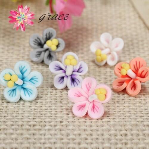 20pc/lot 16mm Cute Small Polymer Clay Flatback Japanese Flower Beads Diy Earring Hairclip Craft Ornament Making Accessories