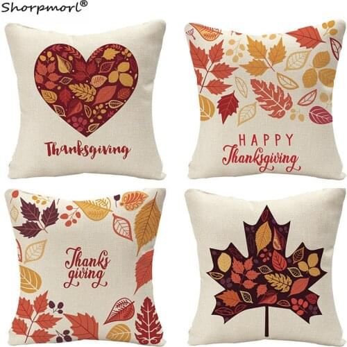 New Design Thanksgiving Maples Leaves Cushion Cover Luxury Home Decor Linen Sofa Car Throw Pillowcase Funda Cojins 45x45CM