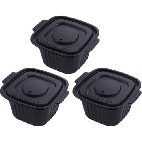 3 Pcs Self Heating Food Box Black Portable Plastic Lunch Box Food Container Package Box for Picnic Take Out Travel