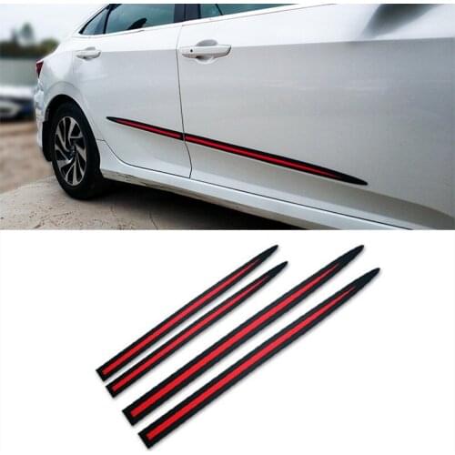 4PCS Universal Full Black Car Body / Side Door Anti-collision Anti-scratch Decoration Protective Adhesive Strip Car Sticker