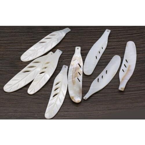 5Pcs Natural Freshwater White Shell Pendant Leaf-Shaped Loose Beads For Jewelry Making DIY Necklace Earrings Accessory