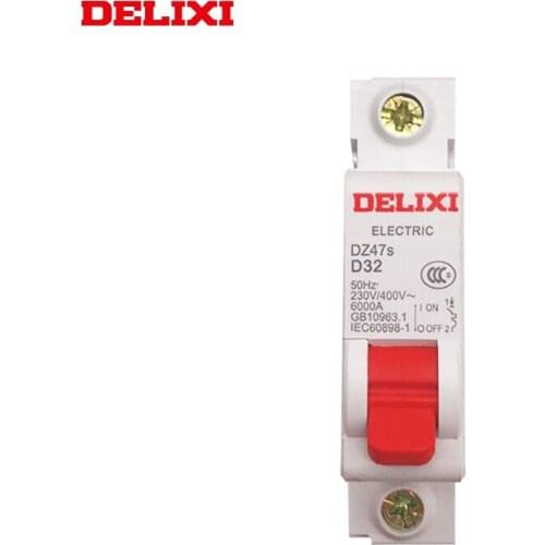 DELIXI Miniature circuit breaker MCB DZ47S 6KA 1P type D 1A 2A 3A 4A 6A 10A 16A 20A 25A 32A 40A 50A 63A