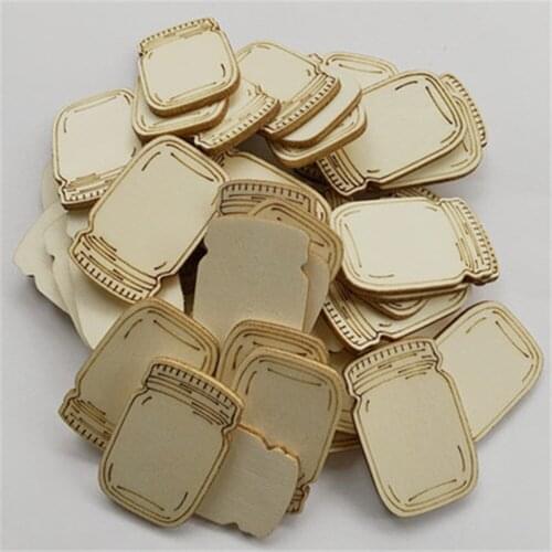 50pcs Wooden Mason Jar Cutouts Wooden Pieces Craft Wooden Crafts Wooden Slice Wooden Chips Kids Wooden Ornaments in Bottle Shape