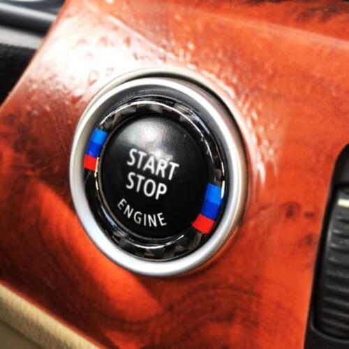 For BMW 3 Series E90 E92 E93 E89 Z4 M Sport Soft Carbon Fiber Engine Start Stop Push Button Ignition Key Ring Decor Cover Trim