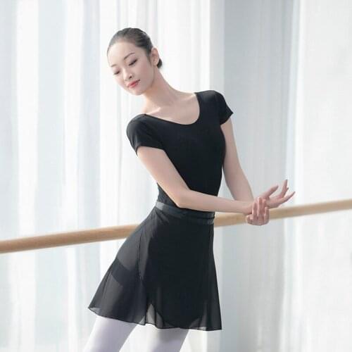 Women Sheer Chiffon Dance Wrap Skirt with Waist Tie Professional Ballet Tutu Adult Gymnastics Skating Practice Dancewear