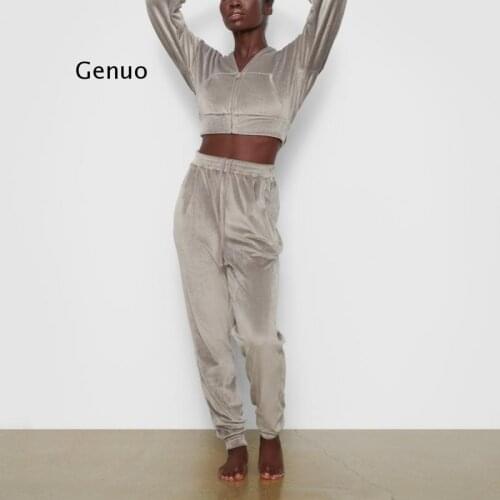 Womens Long Sleeve Sweatsuits 2Pcs Tracksuit 2021 Fashion Round Neck Tops Female Long Pants Jumpsuit Outfits Set Sports