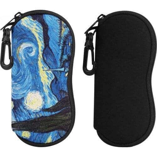 Sunglasses Box Soft Case Eyewear Box Letters Pattern Ultra Light Zipper Glasses Protective Cover Eyeglass Case With Belt Clip