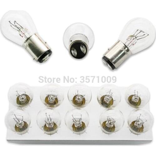10pcs/lot headlight halogen for 12594 CP 12V 21/4W BAZ15d p21/4w yellow bulb blake light width lamp signal light