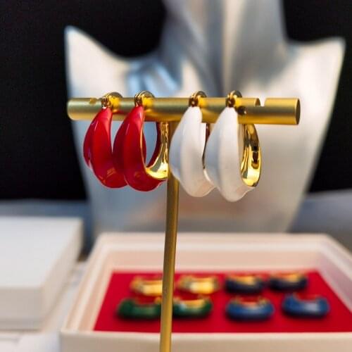 Hot brand new design gold hip-hop rock jewelry colorful flower basket round earrings women party banquet earrings for girls gift