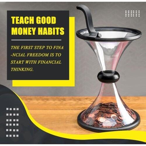 Gravity Rotating Cyclone Piggy Bank Decompression Vortex Funnel Transparent Hard Moneybox Vortex Bank Coin Save Montessori Toy