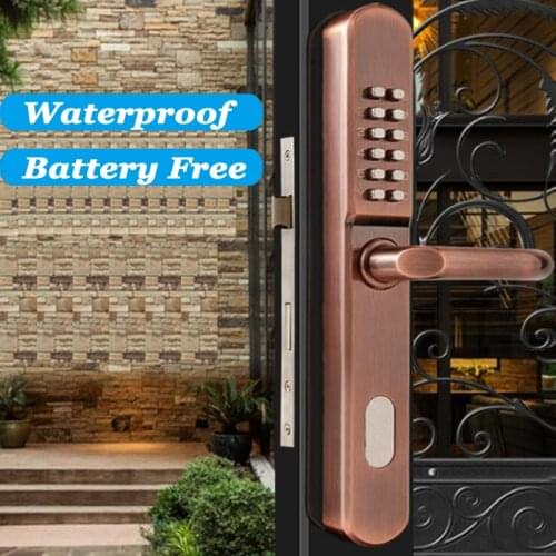 Combination Lock Keyless Entry Door Lock Double Keypad Key+code Swing Iron Gate Lock Home Access Control Waterproof