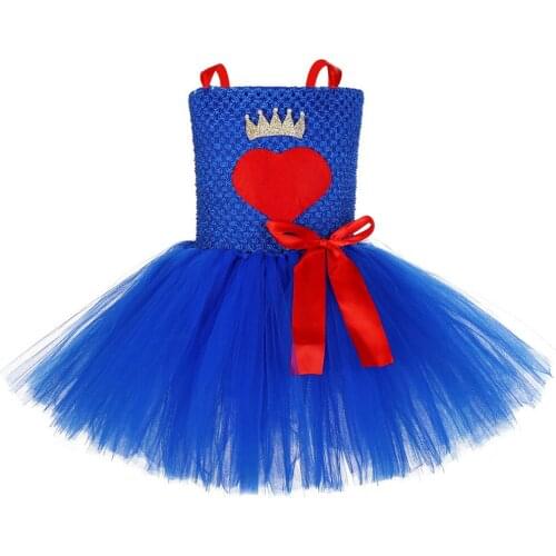 Princess Girls Fortress Costume for Kids Halloween Crown Heart Pattern Toddler Fancy Dress Kids Birthday Party Tulle Tutu Dress